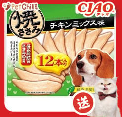 CIAO CIAO 狗零食 日本烤雞胸肉 狗狗配方 雞肉味 12本入   正面圖
