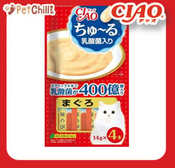 CIAO CIAO 肉泥 貓零食 乳酸菌 金槍魚肉醬 14g 4本入 14g  正面圖