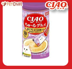 CIAO CIAO 肉泥 貓零食 金槍魚及鰹魚肉醬 14g 30本罐裝 14g  正面圖