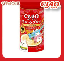 CIAO CIAO 肉泥 貓零食 混合鮮魚肉醬 14g 30本罐裝 14g 正面圖