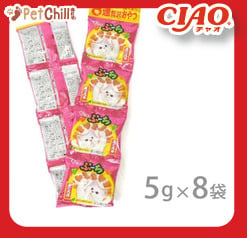 CIAO CIAO 貓零食 日本磨牙潔齒貓脆餅 金槍魚味 5g 8包入 5g  正面圖