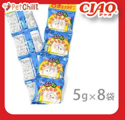 CIAO CIAO 貓零食 日本磨牙潔齒貓脆餅 鰹魚味 5g 8包入 5g  正面圖