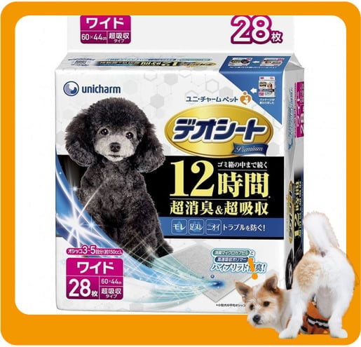 Unicharm Unicharm 狗尿墊 狗尿片 日本 Premium 超消臭超吸收 寵物尿墊 [44*60 XL碼 28枚]   正面圖