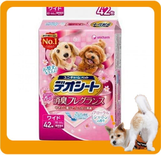 Unicharm Unicharm 寵物尿墊 狗尿墊 狗尿片 日本柔軟香氛超除臭 粉紅花香味 寵物尿墊 [60*44 XL碼 42枚]   正面圖