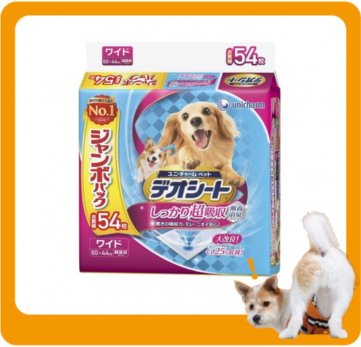 Unicharm Unicharm 寵物尿墊 狗尿墊 狗尿片 日本柔軟無香超除臭增量裝 寵物尿墊 [60*44 XL碼 54枚]   正面圖