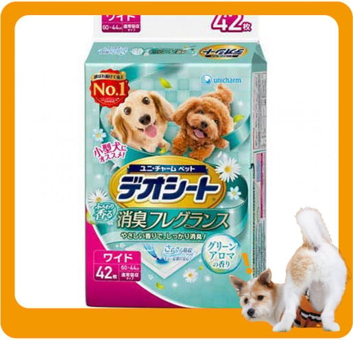 Unicharm Unicharm 寵物尿墊 狗尿墊 狗尿片 日本柔軟香氛超除臭 田園清香味 寵物尿墊 [60*44 XL碼 42枚]   正面圖