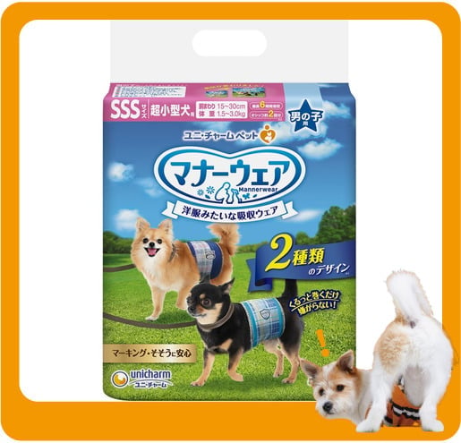 Unicharm Unicharm 寵物尿墊 狗尿墊 狗尿片 日本超小型犬適用 [3kg內 SSS碼 52枚] 3kg  正面圖