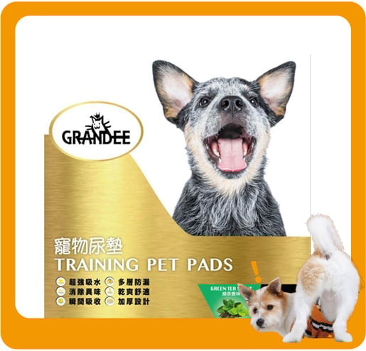 GRANDEE GRANDEE 寵物尿墊 狗尿墊 狗尿片 綠茶味 [60*45 M碼 2呎 50枚入]   正面圖