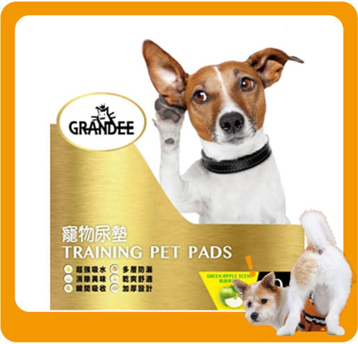 GRANDEE GRANDEE 寵物尿墊 狗尿墊 狗尿片 青蘋果味 [60*45 M碼 2呎 50枚]   正面圖