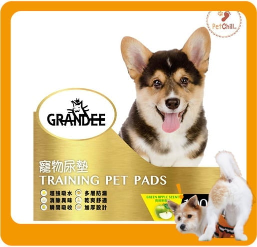 GRANDEE GRANDEE 寵物尿墊 狗尿墊 狗尿片 青蘋果味 [45*30 S碼 1.5呎 100枚]   正面圖