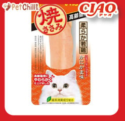 CIAO CIAO 貓零食 日本烤雞胸肉 高齢貓用 蟹肉棒味 30g 30g 貓用 正面圖