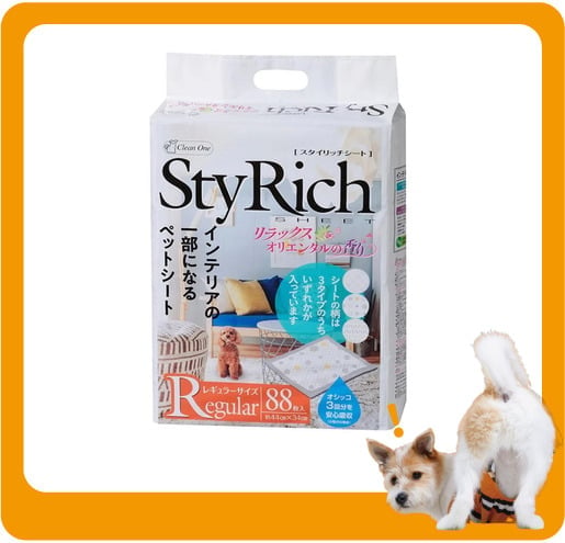 日本StyRich 日本StyRich Wide 花香味寵物尿墊 狗尿墊 狗尿片 [34*44 S碼 88枚]   正面圖