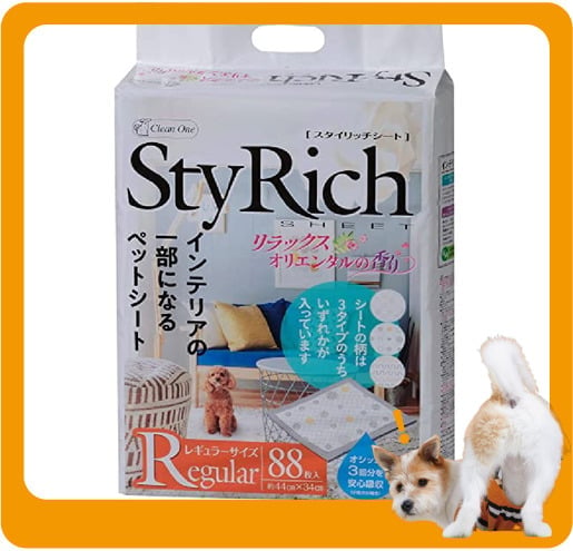 日本Clean 日本Clean one StyRich Wide 花香味寵物尿墊 狗尿墊 狗尿片 [44*34 S碼 88枚]   正面圖