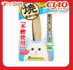 CIAO CIAO 貓零食 日本燒鰹魚條 干貝味 25g [高齡貓用] 25g 貓用 正面圖